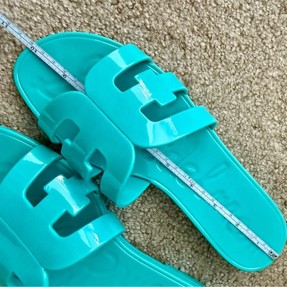 NEW Sam Edelman BAY JELLY Rio Blue Turquoise Sandals Slides - Picture 7 of 7